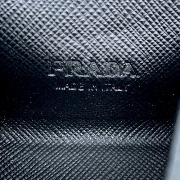 Prada Coin Case Triangle Logo Saffiano Leather Wallet Black - Picture 6 of 7